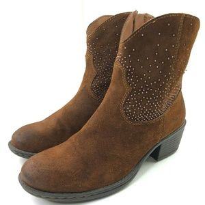 B.Ø.C BOC Western Cowboy Ankle Boots Shorty Zip Studs